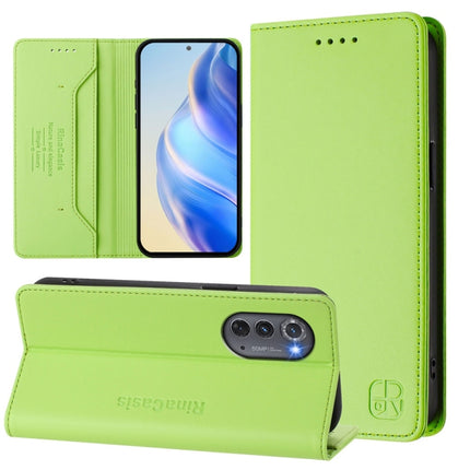 RC01 Dual-Folded Magnetic Suction RFID Leather Phone Case, For Motorola Edge 30 Neo, For Motorola Edge 2022 / Edge 5G UW 2022, For Motorola Edge 30