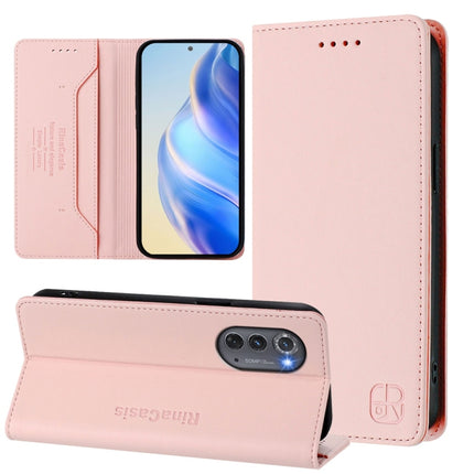 RC01 Dual-Folded Magnetic Suction RFID Leather Phone Case, For Motorola Edge 30 Neo, For Motorola Edge 2022 / Edge 5G UW 2022, For Motorola Edge 30