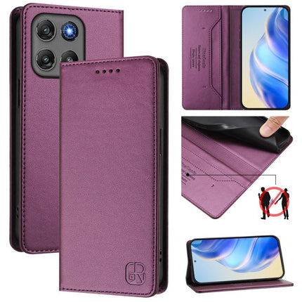 RC01 Dual-Folded Magnetic Suction RFID Leather Phone Case, For Motorola Moto G17 4G / G17 Power 4G, For Motorola Signature 5G, For Motorola Moto G67 Power 5G