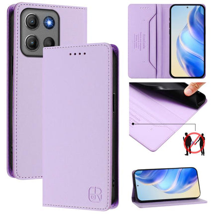 RC01 Dual-Folded Magnetic Suction RFID Leather Phone Case, For Motorola Moto G17 4G / G17 Power 4G, For Motorola Signature 5G, For Motorola Moto G67 Power 5G