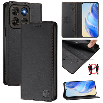 RC01 Dual-Folded Magnetic Suction RFID Leather Phone Case, For Motorola Moto G Max / G87 / G77 / G67, For Motorola Moto G47 / G37 Power 5G, For Motorola Edge 70 Pro 5G