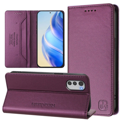 RC01 Dual-Folded Magnetic Suction RFID Leather Phone Case, For Motorola Moto G42, For Motorola Moto G52 4G / G82 5G / G71s 5G, For Motorola Moto E32 Global