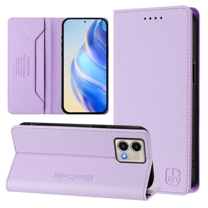 RC01 Dual-Folded Magnetic Suction RFID Leather Phone Case, For Motorola Moto G Stylus 5G 2023, For Motorola Moto E13, For Motorola Moto G73