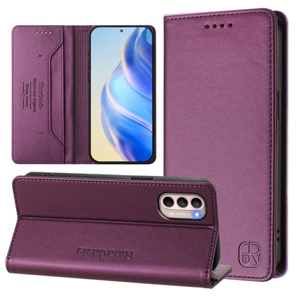 RC01 Dual-Folded Magnetic Suction RFID Leather Phone Case, For Motorola Moto G31 / G41, For Motorola Moto G Power 2022, For Motorola Moto G71 5G
