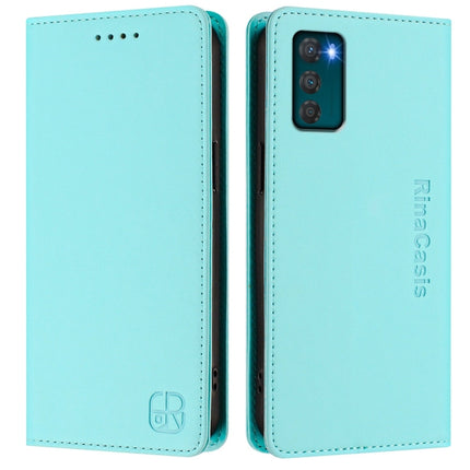RC01 Dual-Folded Magnetic Suction RFID Leather Phone Case, For Motorola Moto G42, For Motorola Moto G52 4G / G82 5G / G71s 5G, For Motorola Moto E32 Global