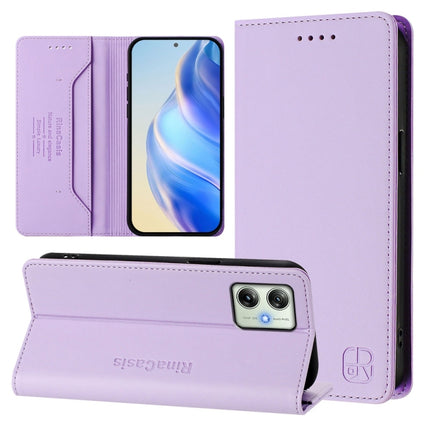 RC01 Dual-Folded Magnetic Suction RFID Leather Phone Case, For Motorola Moto G64 5G / G54 / G54 Power, For Motorola Moto E14 / G24 / G04 / G04s, For Motorola Moto G85
