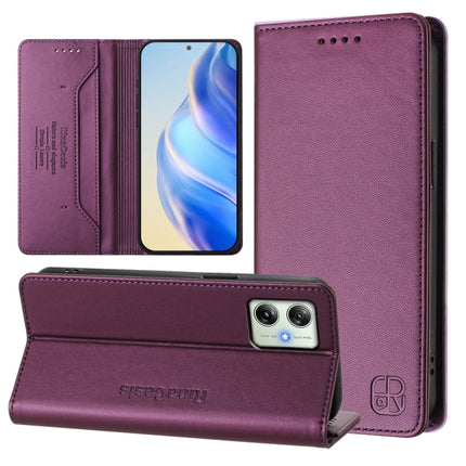 RC01 Dual-Folded Magnetic Suction RFID Leather Phone Case, For Motorola Moto G64 5G / G54 / G54 Power, For Motorola Moto E14 / G24 / G04 / G04s, For Motorola Moto G85