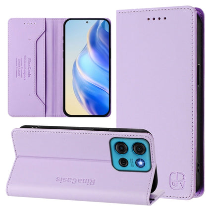 RC01 Dual-Folded Magnetic Suction RFID Leather Phone Case, For Motorola Moto G Play 2025 / G Power 2025, For Motorola ThinkPhone 25 / Edge 50 Neo, For Motorola Moto G75 5G