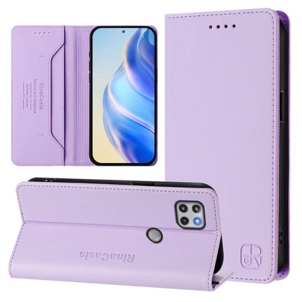 RC01 Dual-Folded Magnetic Suction RFID Leather Phone Case, For Motorola Moto E7 Power, For Motorola One 5G Ace, For Motorola Moto G Power 2021