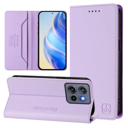 RC01 Dual-Folded Magnetic Suction RFID Leather Phone Case, For Motorola Moto G Play 2025 / G Power 2025, For Motorola ThinkPhone 25 / Edge 50 Neo, For Motorola Moto G75 5G