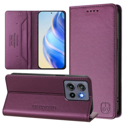 RC01 Dual-Folded Magnetic Suction RFID Leather Phone Case, For Motorola Moto G Play 2025 / G Power 2025, For Motorola ThinkPhone 25 / Edge 50 Neo, For Motorola Moto G75 5G