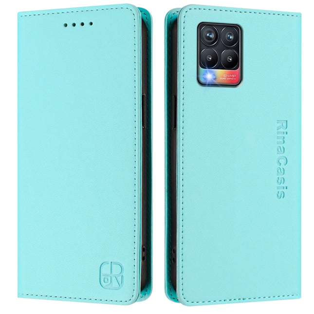 RC01 Dual-Folded Magnetic Suction RFID Leather Phone Case, For Realme 8 4G / 8 Pro 4G