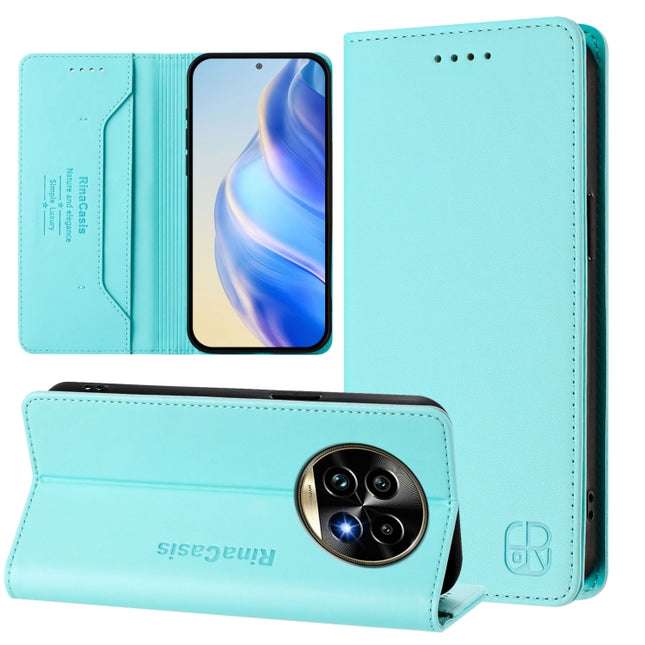 RC01 Dual-Folded Magnetic Suction RFID Leather Phone Case, For Realme 13 Pro / 13 Pro+ 5G, For Realme GT 6 5G / GT 6T 5G Global, For Realme C63 / C61 4G Global
