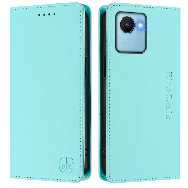 RC01 Dual-Folded Magnetic Suction RFID Leather Phone Case, For Realme C30 4G / Narzo 50i Prime / C30s, For Realme GT Neo 3T, For Realme 9 Pro+ 5G / 9 4G Global