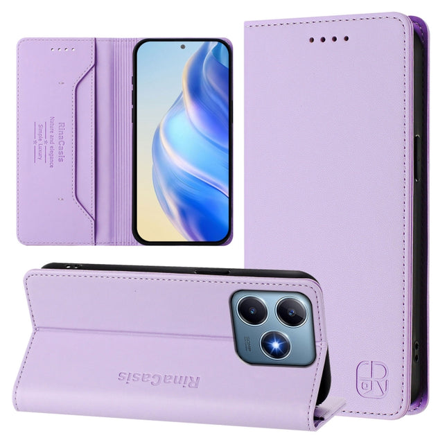 RC01 Dual-Folded Magnetic Suction RFID Leather Phone Case, For Realme 13 Pro / 13 Pro+ 5G, For Realme GT 6 5G / GT 6T 5G Global, For Realme C63 / C61 4G Global