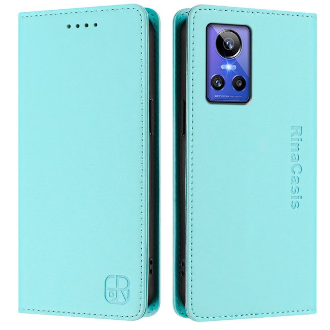 RC01 Dual-Folded Magnetic Suction RFID Leather Phone Case, For Realme GT Neo 3, For Realme 8 5G / 9 5G Indian / V13 5G, For Realme 9 Pro 5G Global / 9 5G EU Version
