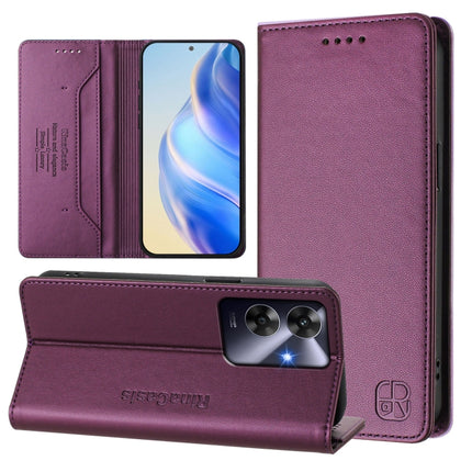 RC01 Dual-Folded Magnetic Suction RFID Leather Phone Case, For Realme C63 5G Global, For Realme Note 60 4G / C61 4G India, For Realme 13+ 5G