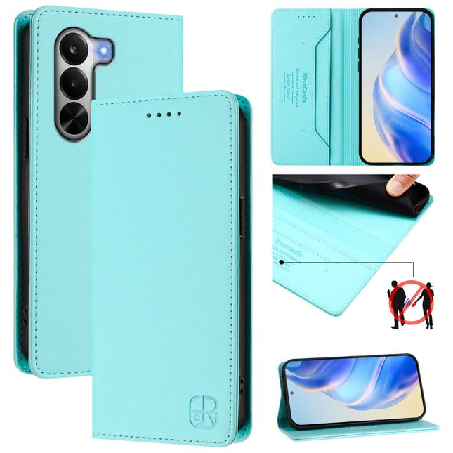 RC01 Dual-Folded Magnetic Suction RFID Leather Phone Case, For Realme P4x / OnePlus CE6 Lite, For Realme 16T 5G, For Realme P4 Power 5G