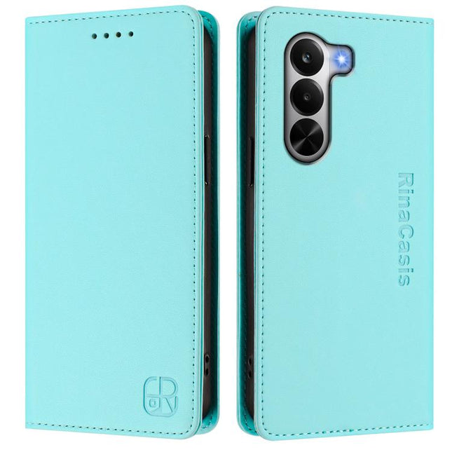 RC01 Dual-Folded Magnetic Suction RFID Leather Phone Case, For Realme P4x / OnePlus CE6 Lite, For Realme 16T 5G, For Realme P4 Power 5G