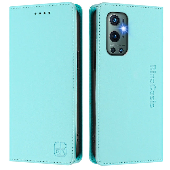RC01 Dual-Folded Magnetic Suction RFID Leather Phone Case, For OnePlus 9 Pro, For OnePlus 9