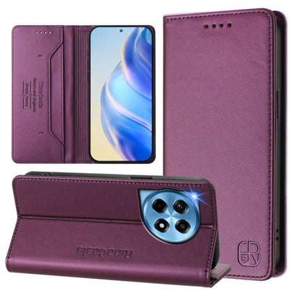 RC01 Dual-Folded Magnetic Suction RFID Leather Phone Case, For OnePlus 12R, For OnePlus 12 Global, For OnePlus Ace 2 Pro