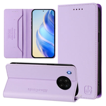 RC01 Dual-Folded Magnetic Suction RFID Leather Phone Case, For Honor 50 Lite, For Honor 50 Pro, For Honor 50 SE / Huawei nova 9 SE