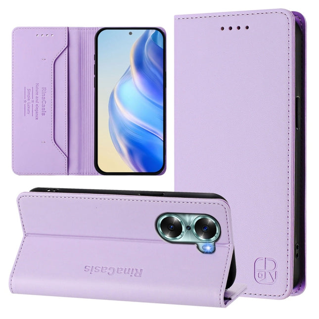 RC01 Dual-Folded Magnetic Suction RFID Leather Phone Case, For Honor 60 SE, For Honor 60 Pro, For Honor 60