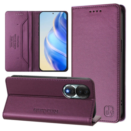 RC01 Dual-Folded Magnetic Suction RFID Leather Phone Case, For Honor 80, For Honor X9 4G / 5G / Honor X30 5G, For Honor X40i