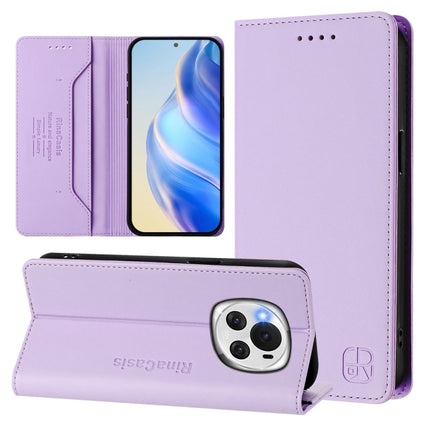RC01 Dual-Folded Magnetic Suction RFID Leather Phone Case, For Honor 90 Smart / X7b 5G / 4G Global, For Honor Magic6 Pro Global, For Honor Magic6 Global
