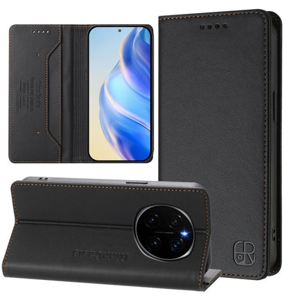 RC01 Dual-Folded Magnetic Suction RFID Leather Phone Case, For Honor Magic7 Pro, For Honor Magic7, For Honor X5b / X5b Plus Global