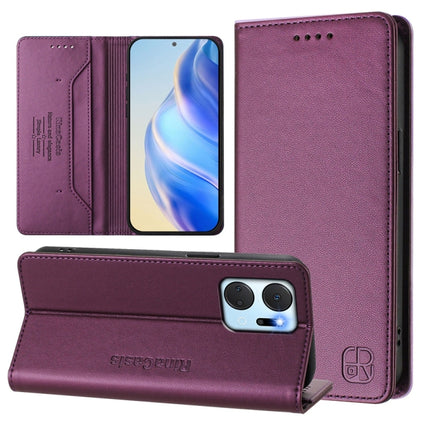 RC01 Dual-Folded Magnetic Suction RFID Leather Phone Case, For Honor 90, For Honor X7a / Honor Play7T, For Honor Magic5 Pro