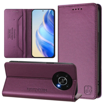 RC01 Dual-Folded Magnetic Suction RFID Leather Phone Case, For Honor 80, For Honor X9 4G / 5G / Honor X30 5G, For Honor X40i
