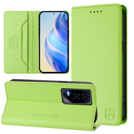 RC01 Dual-Folded Magnetic Suction RFID Leather Phone Case, For Honor X8c 4G, For Honor GT, For Honor X60 / X9c Smart