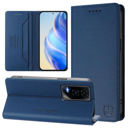 RC01 Dual-Folded Magnetic Suction RFID Leather Phone Case, For Honor X8c 4G, For Honor GT, For Honor X60 / X9c Smart