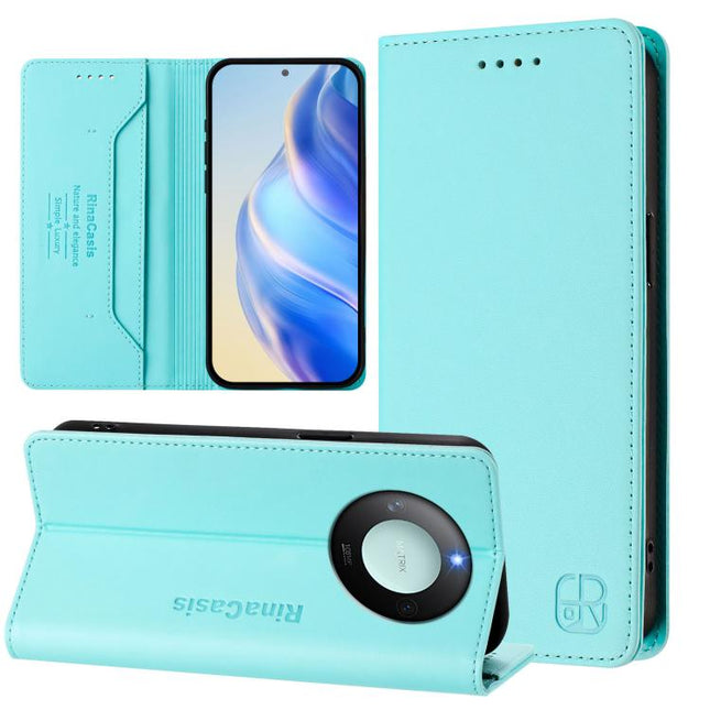 RC01 Dual-Folded Magnetic Suction RFID Leather Phone Case, For Honor X8c 4G, For Honor GT, For Honor X60 / X9c Smart