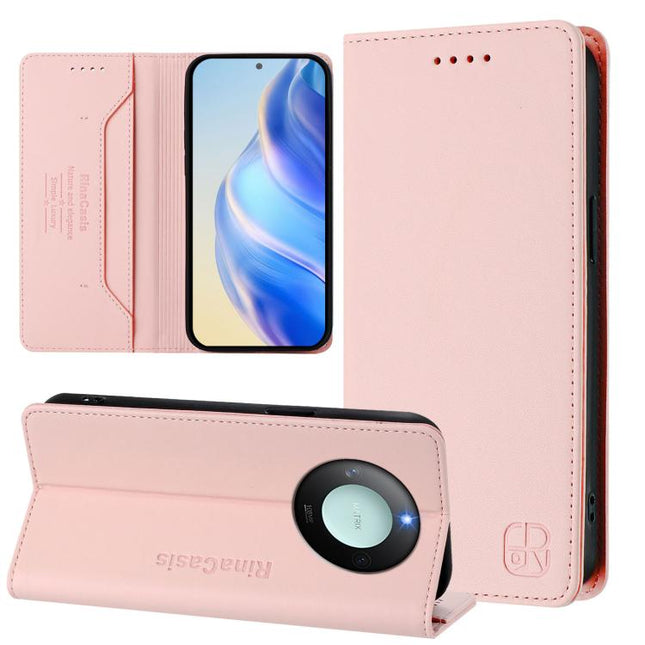 RC01 Dual-Folded Magnetic Suction RFID Leather Phone Case, For Honor X8c 4G, For Honor GT, For Honor X60 / X9c Smart