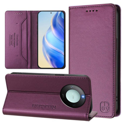 RC01 Dual-Folded Magnetic Suction RFID Leather Phone Case, For Honor X8c 4G, For Honor GT, For Honor X60 / X9c Smart