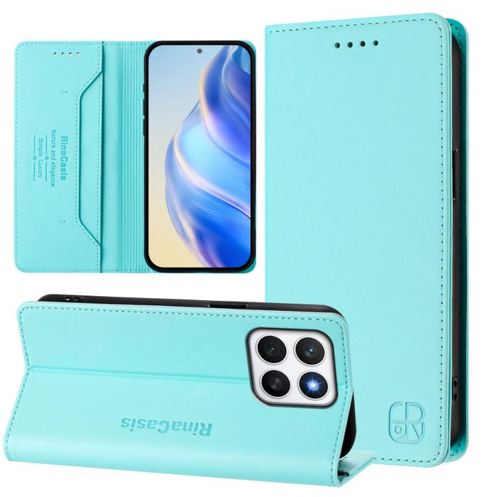 RC01 Dual-Folded Magnetic Suction RFID Leather Phone Case, For Honor X8c 4G, For Honor GT, For Honor X60 / X9c Smart