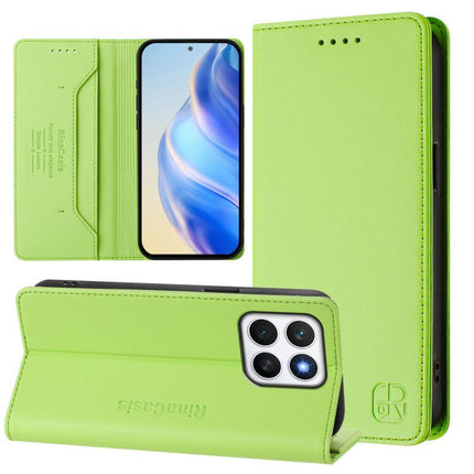 RC01 Dual-Folded Magnetic Suction RFID Leather Phone Case, For Honor X8c 4G, For Honor GT, For Honor X60 / X9c Smart