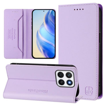 RC01 Dual-Folded Magnetic Suction RFID Leather Phone Case, For Honor X8c 4G, For Honor GT, For Honor X60 / X9c Smart