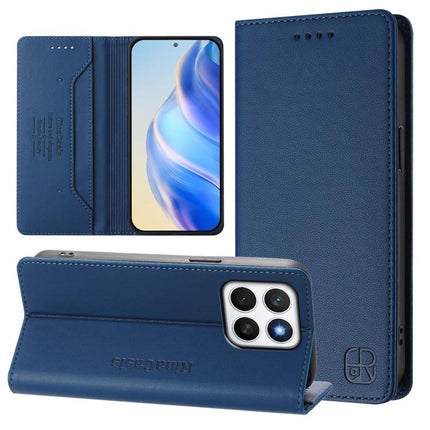 RC01 Dual-Folded Magnetic Suction RFID Leather Phone Case, For Honor X8c 4G, For Honor GT, For Honor X60 / X9c Smart