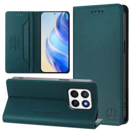 RC01 Dual-Folded Magnetic Suction RFID Leather Phone Case, For Honor X8c 4G, For Honor GT, For Honor X60 / X9c Smart