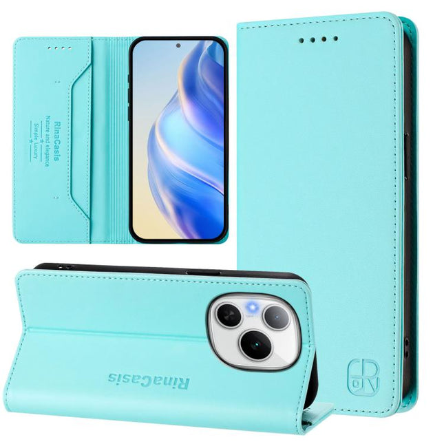 RC01 Dual-Folded Magnetic Suction RFID Leather Phone Case, For Honor X5c Plus, For Honor 400 Pro Global 160.8mm, For Honor Power
