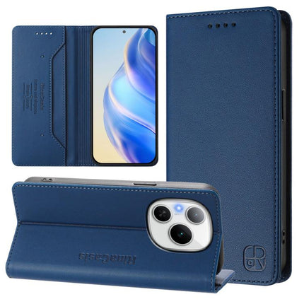 RC01 Dual-Folded Magnetic Suction RFID Leather Phone Case, For Honor X5c Plus, For Honor 400 Pro Global 160.8mm, For Honor Power
