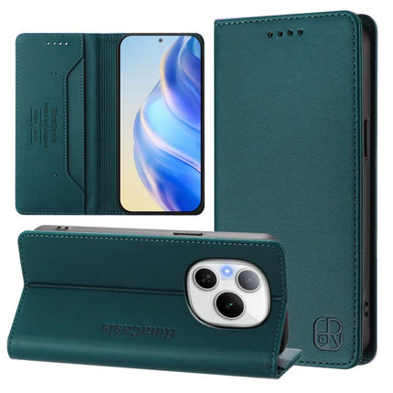 RC01 Dual-Folded Magnetic Suction RFID Leather Phone Case, For Honor X5c Plus, For Honor 400 Pro Global 160.8mm, For Honor Power