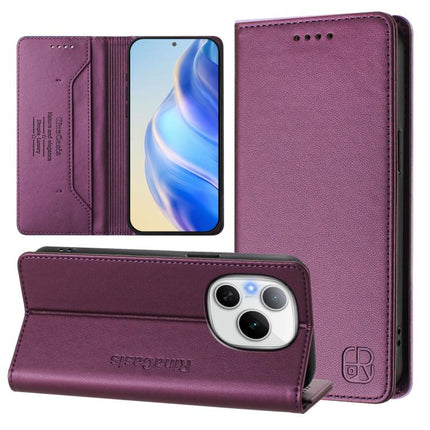 RC01 Dual-Folded Magnetic Suction RFID Leather Phone Case, For Honor X5c Plus, For Honor 400 Pro Global 160.8mm, For Honor Power