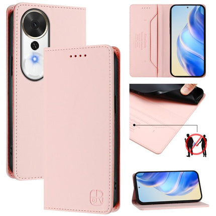 RC01 Dual-Folded Magnetic Suction RFID Leather Phone Case, For Honor Magic8 Pro, For Honor Magic8, For Honor Play 70 Plus
