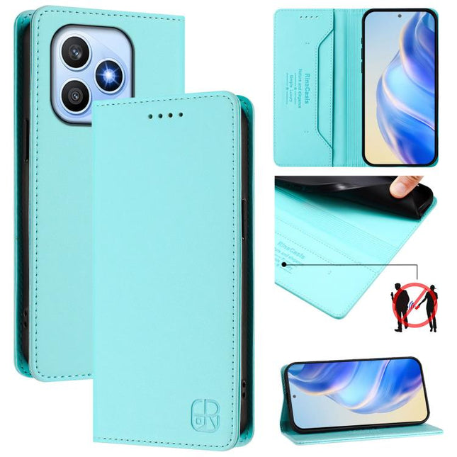 RC01 Dual-Folded Magnetic Suction RFID Leather Phone Case, For Honor 600 Lite Global, For Honor Magic8 Pro Air 5G, For Honor X8d 4G