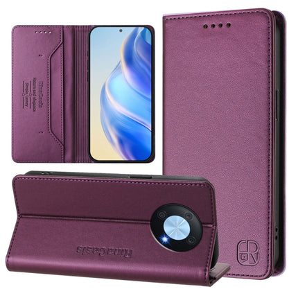 RC01 Dual-Folded Magnetic Suction RFID Leather Phone Case, For Huawei P60 Art, For Huawei P60 / P60 Pro, For Huawei Enjoy 50 Pro / nova Y90