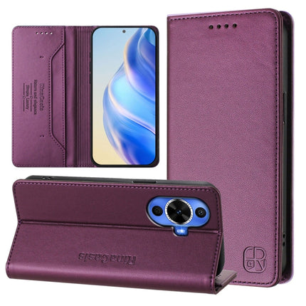 RC01 Dual-Folded Magnetic Suction RFID Leather Phone Case, For Huawei Pura 70 Pro / Pura 70 Pro+, For Huawei nova 12i Global, For Huawei nova 12s Global